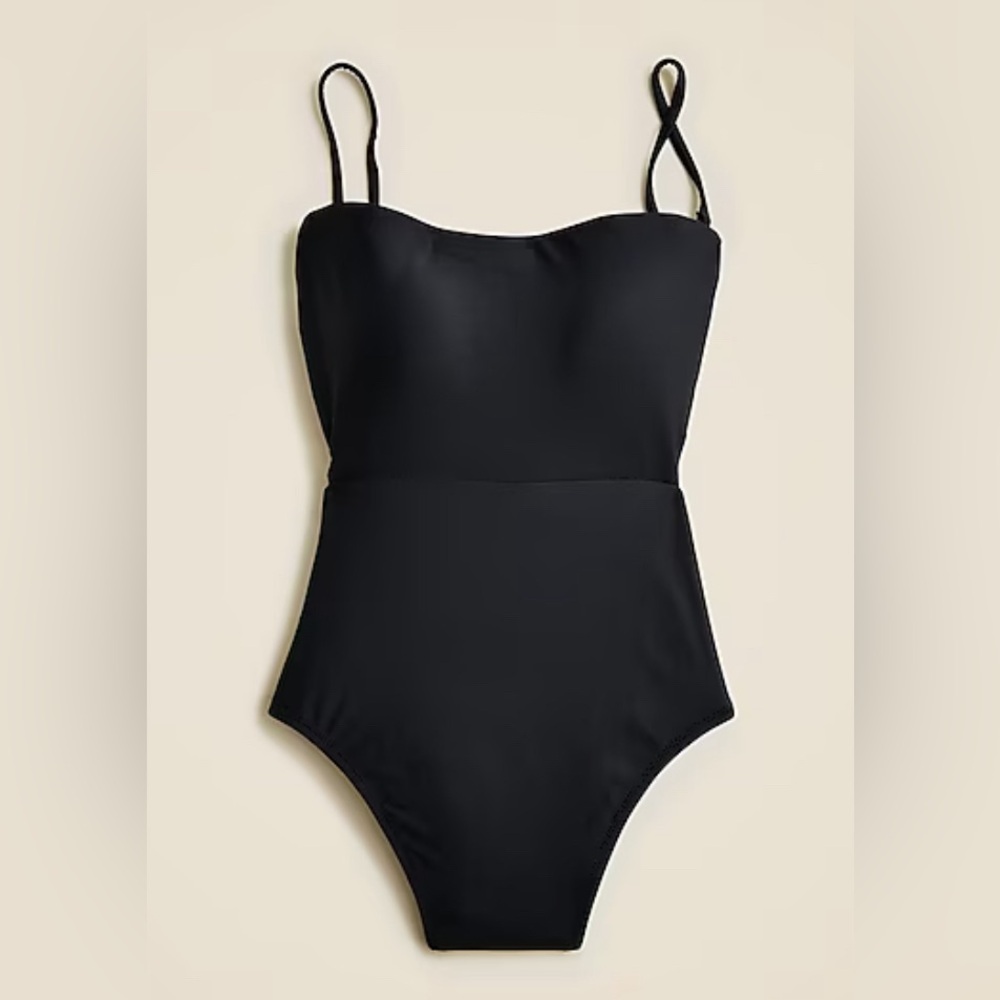Jcrew NWOT Classic Black One-Piece Swimsuit Cutout tie-back one piece